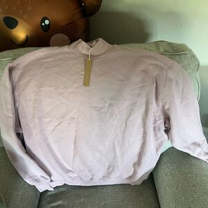 SKIMS Soft Pink Cotton Fleece mock neck Pullover